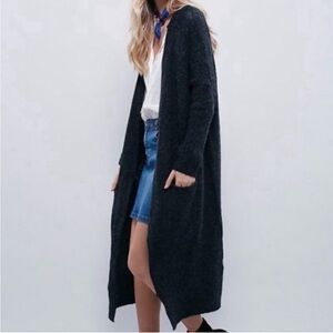 Free People Charcoal Long Cardigan
